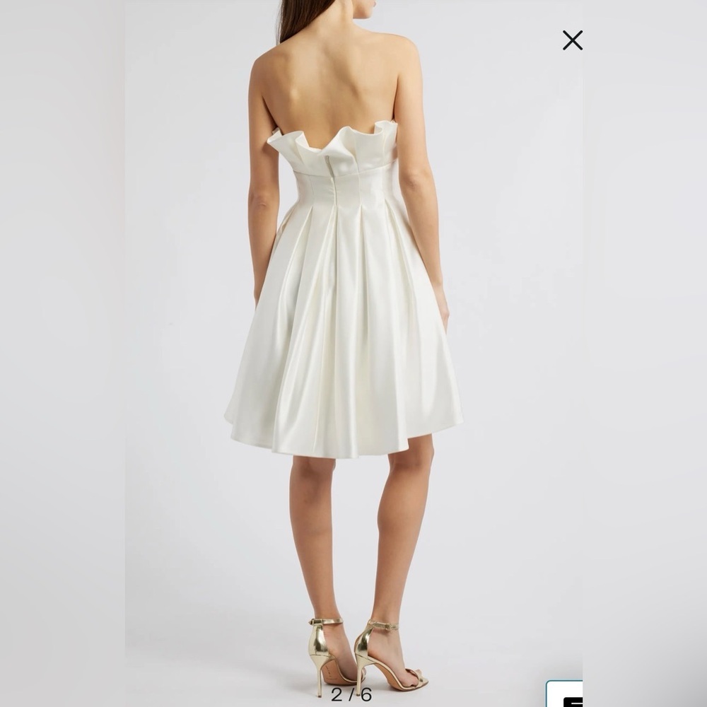 Amsale Pleated Bodice Ivory White Cocktail Dress Luxury Size 6 - Picture 8 of 11